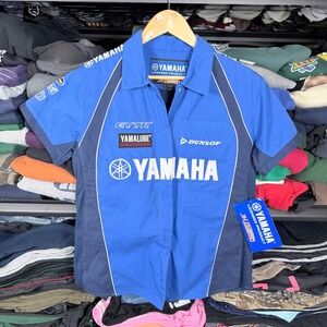 Yamaha Racing Team Work Shirt Jacket Mens Large GYTR Yamalube Blue JH Design